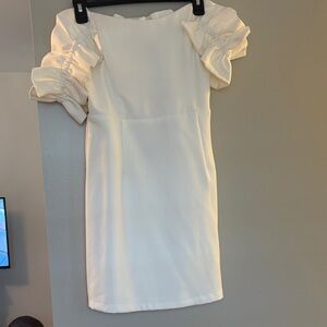 White Ruffled off the shoulder mini Dress